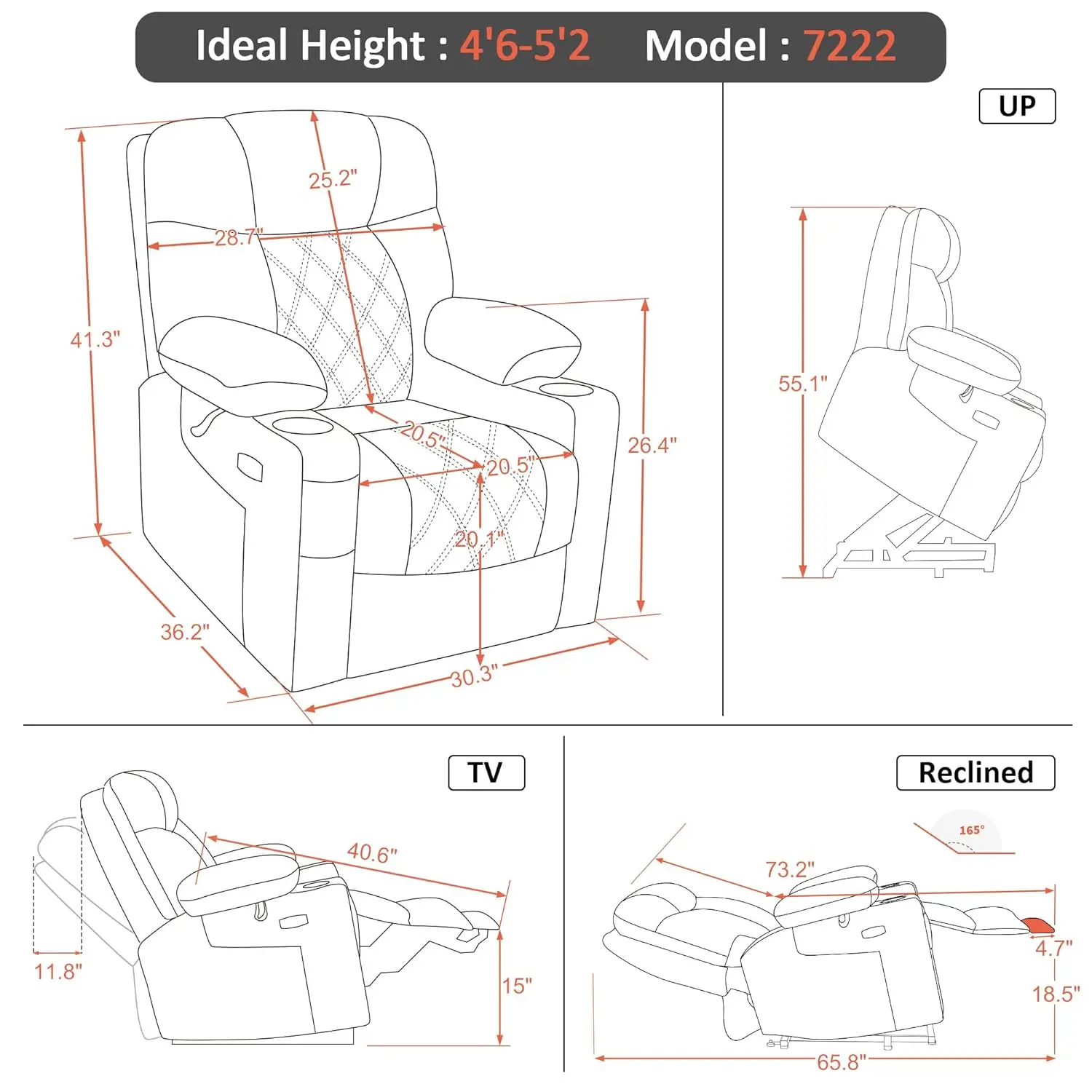 Small Size Triple Motor Power Lift Recliner Chair Sofa with Massage and Dual Heating, Adjustable Headrest for Elderly People Pet - Image 3