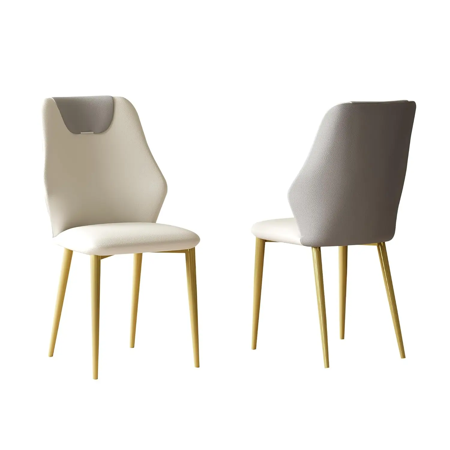 Modern Dining Chairs Set of 2, Upholstered PU Leather Kitchen Chairs with Gold Metal Legs and Ergonomic Backrest,, Customized