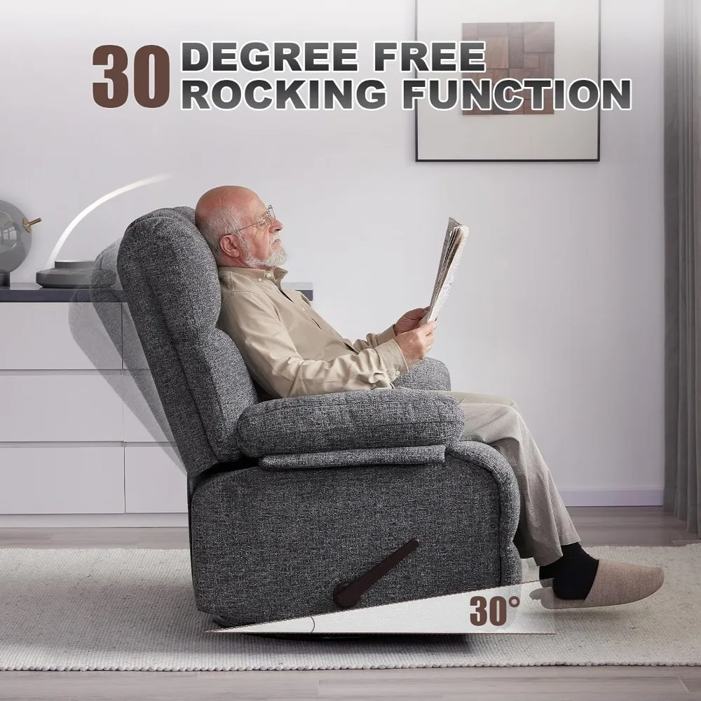 Recliner Chair for Big Man, Extra Wide Manual Swivel Recliner, Overstuffed Soft Rocking Sofa Chair - Image 6