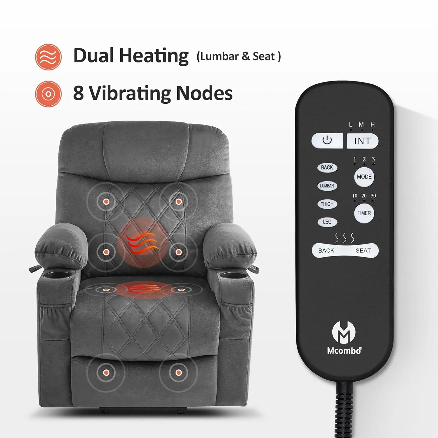 Small Size Triple Motor Power Lift Recliner Chair Sofa with Massage and Dual Heating, Adjustable Headrest for Elderly People Pet - Image 5