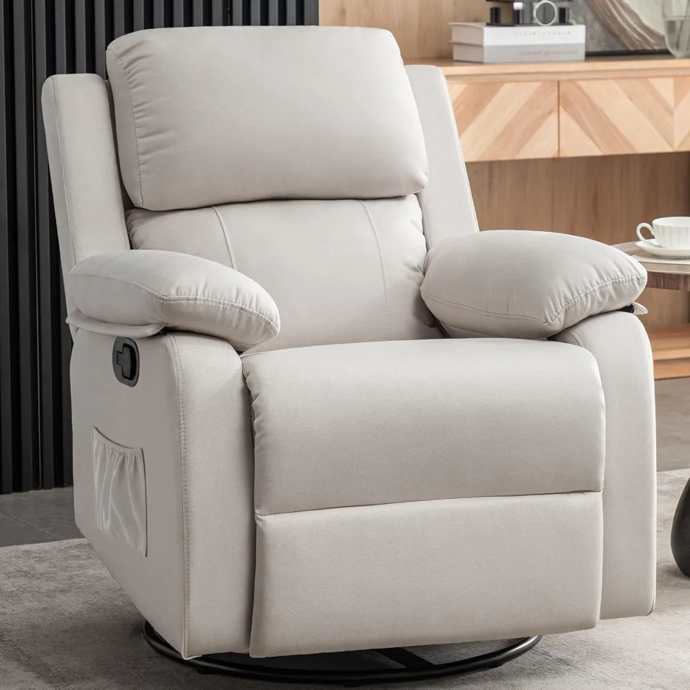 Swivel Rocker Chair for Adults, Small Rocking Recliner Chair for Small Spaces, Upholstered Fabric Glider Recliner