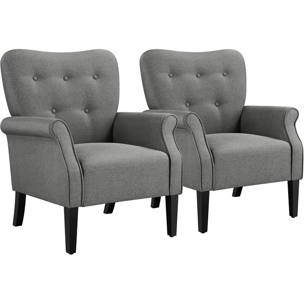 Modern Armchair, Mid Century Accent Chair with Sturdy Wood Legs and High Back for Small Space,Upholstered Fabric Sofa,Customized